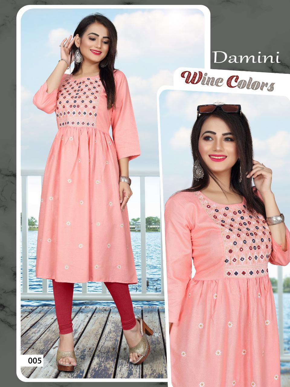 Damini 2 Heavy Rayon Ethnic Wear Embroidery Latest Kurti Collection